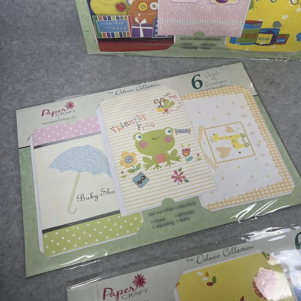 Papercraft Card Set Deluxe 6 Packs‎ Birthday Thank You Baby Floral Foil Lot of 3